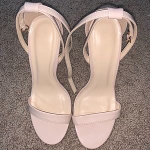Nude one strap heels